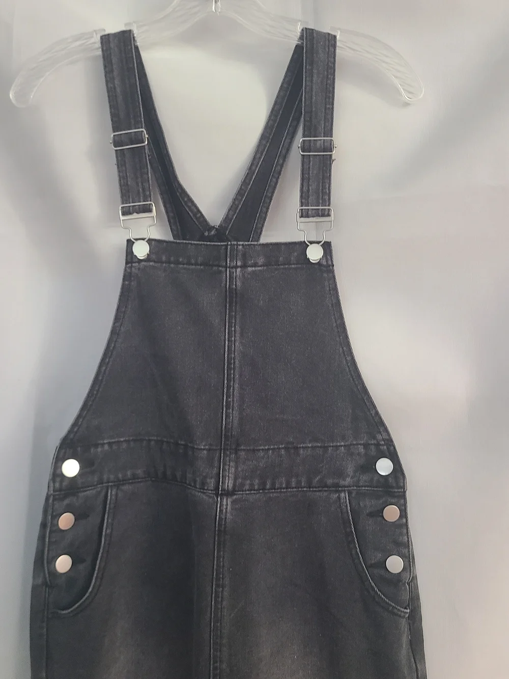 Cider Sz XS Charcoal Black Denim Wide Leg Casual Overalls - Picture 3 of 6